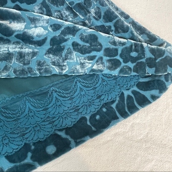 Moulinette Soeurs Anthropologie Velvet Silk Blend Teal Sheath Dress 0 - Picture 9 of 10